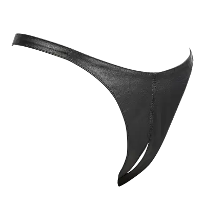Leather Open Crotch G-String for Women