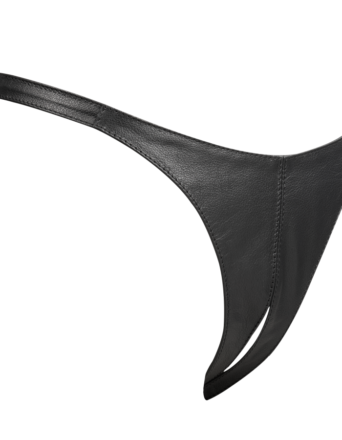String en Cuir à Entrejambe Ouvert pour Femme