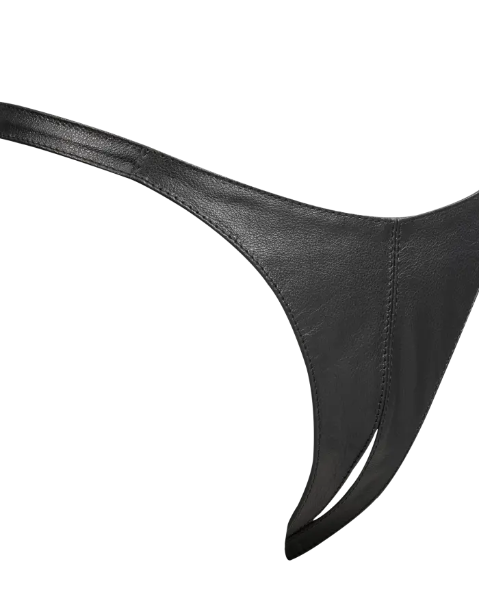 Leather Open Crotch G-String for Women