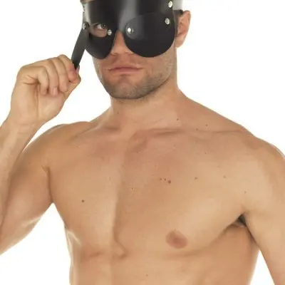 Leather Open Mask With Detachable Blinders