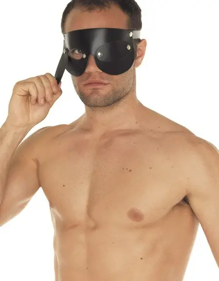 Leather Open Mask With Detachable Blinders