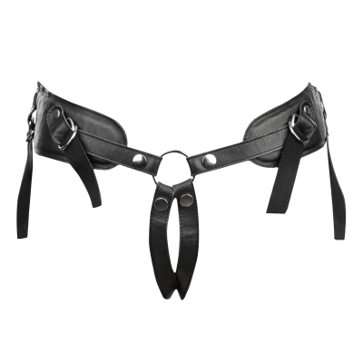 Harnais Strap-On de Luxe en Cuir avec Ceinture Rembourrée et Dos Ouvert
