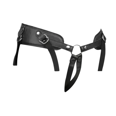 Luxury Leather Strap-On Harness with Padded Waist Belt and Open Back