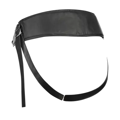 Luxury Leather Strap-On Harness with Padded Waist Belt and Open Back
