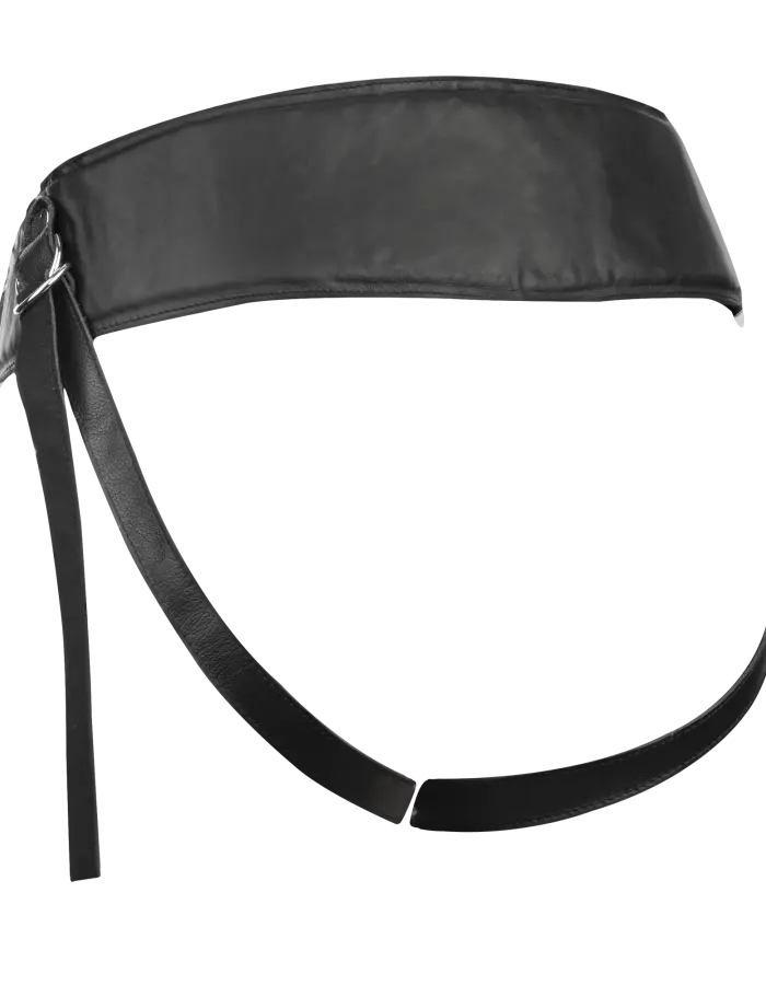 Luxury Leather Strap-On Harness with Padded Waist Belt and Open Back