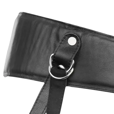 Luxury Leather Strap-On Harness with Padded Waist Belt and Open Back