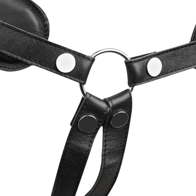 Harnais Strap-On de Luxe en Cuir avec Ceinture Rembourrée et Dos Ouvert