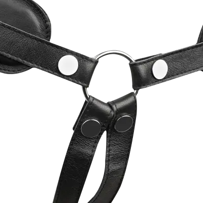 Luxury Leather Strap-On Harness with Padded Waist Belt and Open Back
