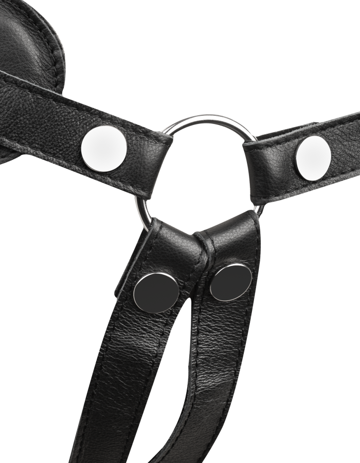 Harnais Strap-On de Luxe en Cuir avec Ceinture Rembourrée et Dos Ouvert