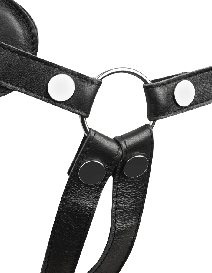 Luxury Leather Strap-On Harness with Padded Waist Belt and Open Back