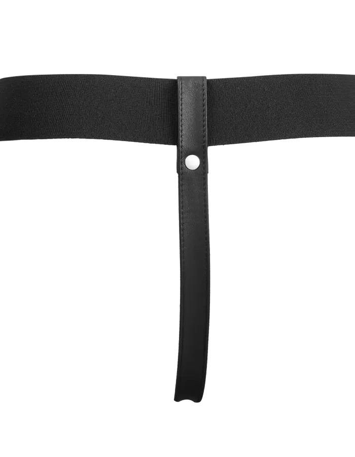 Leather Strap-On G-String Harness with 3 Interchangeable Metal Rings