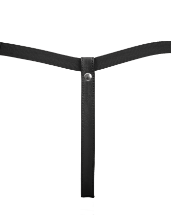 Damen Leder-G-String mit Nieten und Offenem Schritt