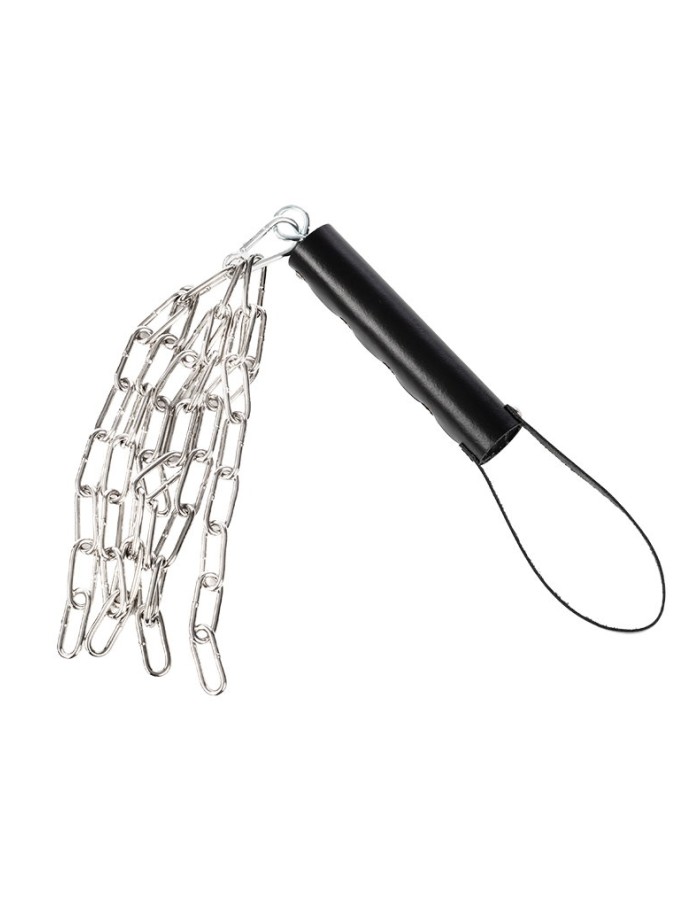 Leather Whip with Detachable Metal Chain