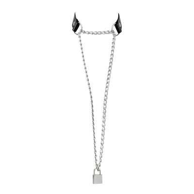Collier BDSM en Cuir avec Chaîne et Cadenas