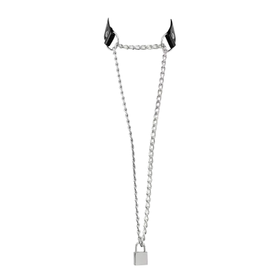 Leather & Chain Choke Collar with Padlock