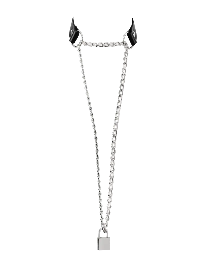 Leather & Chain Choke Collar with Padlock