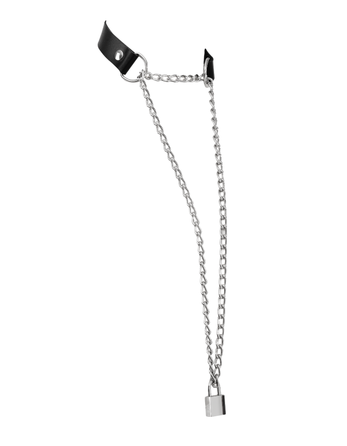 Collier BDSM en Cuir avec Chaîne et Cadenas