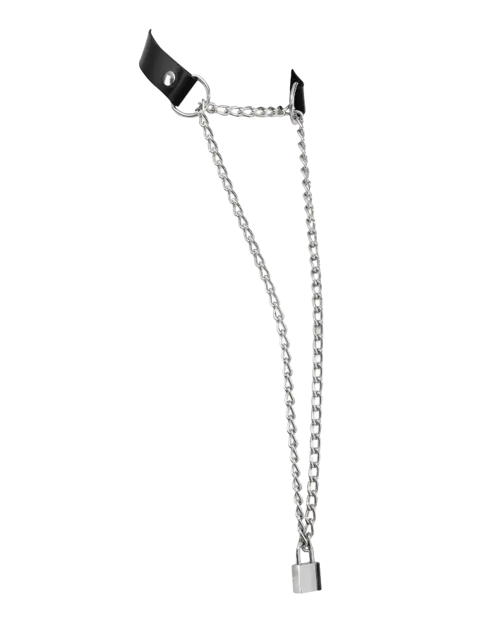 Leather & Chain Choke Collar with Padlock