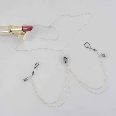Lido - Silver Necklace and Breast Chain With Nipple Jewels