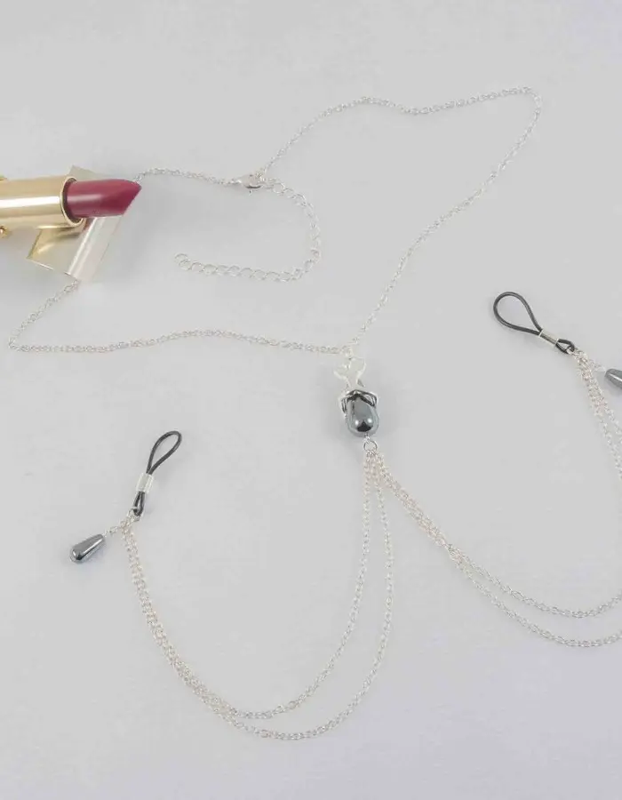 Lido - Silver Necklace and Breast Chain With Nipple Jewels