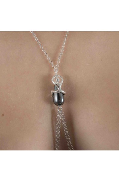 Lido - Silver Necklace and Breast Chain With Nipple Jewels