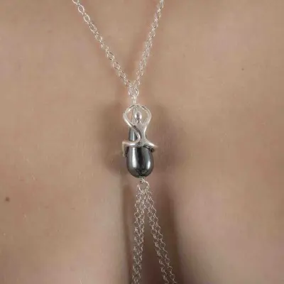 Lido - Silver Necklace and Breast Chain With Nipple Jewels