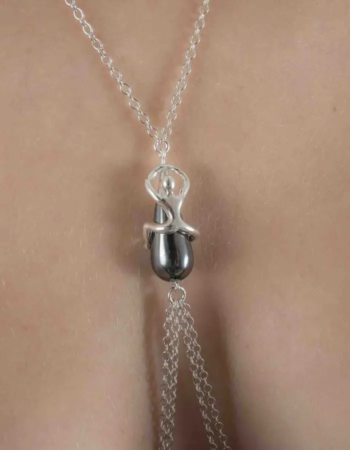 Lido - Silver Necklace and Breast Chain With Nipple Jewels