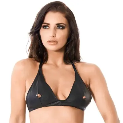 Little Bo Peep - Leather Peephole Open Tip Bra