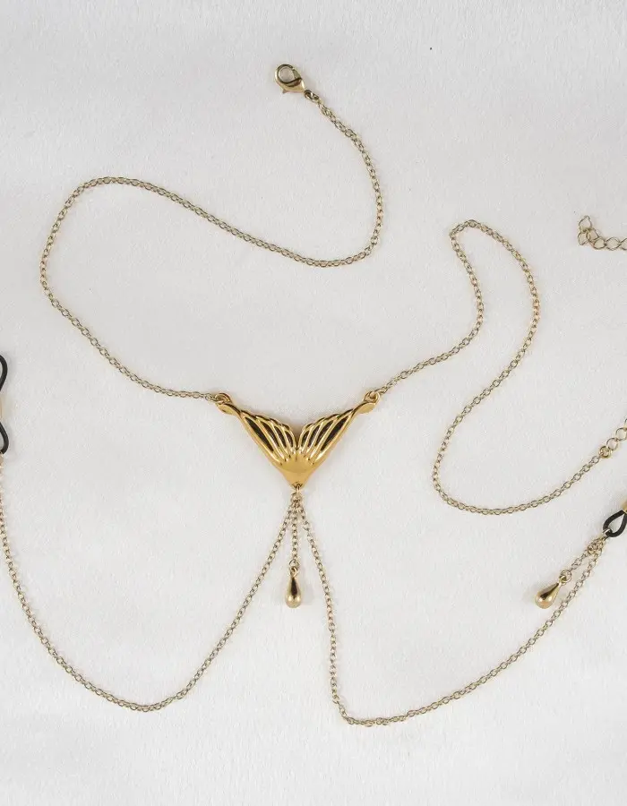 Little Mermaid - Gold Nymph Necklace with Nipple Rings