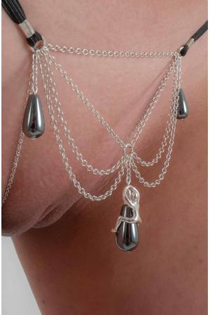 Love Story - Women's G-String in Silver with Hematite Pearls 