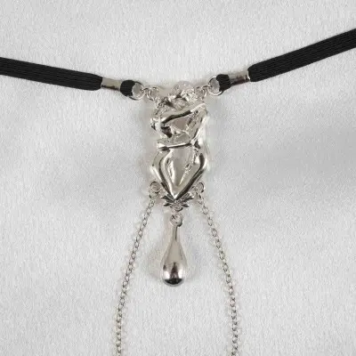 Lovers - Silver Vagina Jewelry with Nude Lovers Charm