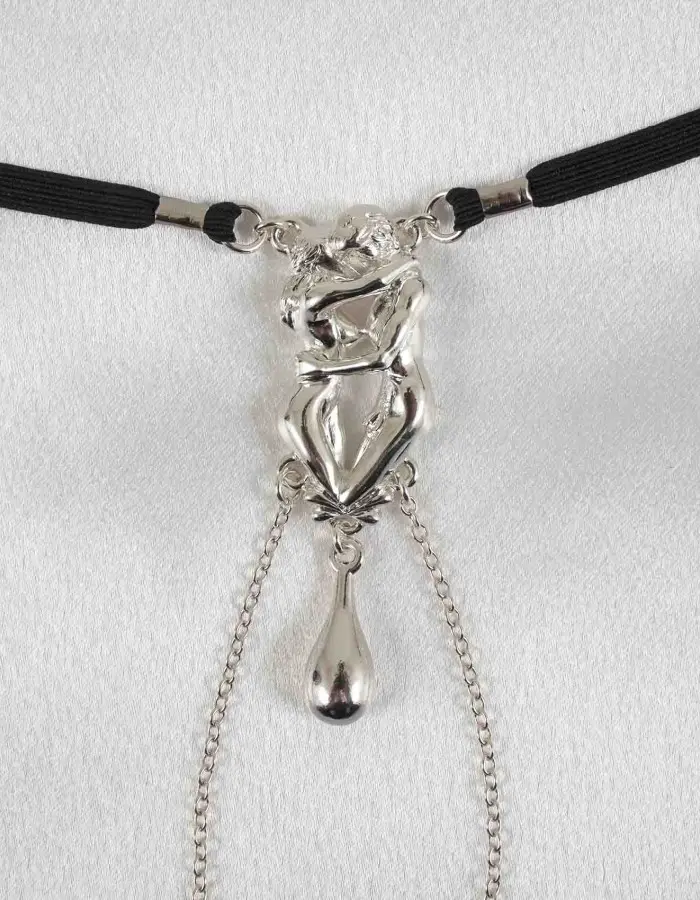 Lovers - Silver Vagina Jewelry with Nude Lovers Charm