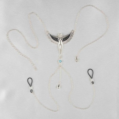 Luxor - Silver Breast and Nipple Necklace with Isis Charm