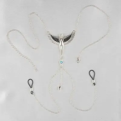 Luxor - Silver Breast and Nipple Necklace with Isis Charm