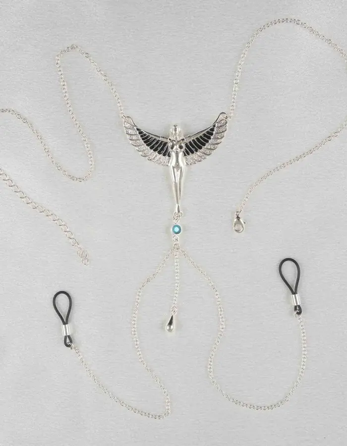 Luxor - Silver Breast and Nipple Necklace with Isis Charm
