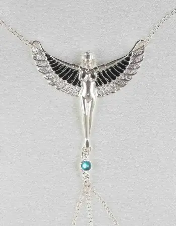 Luxor - Silver Breast and Nipple Necklace with Isis Charm