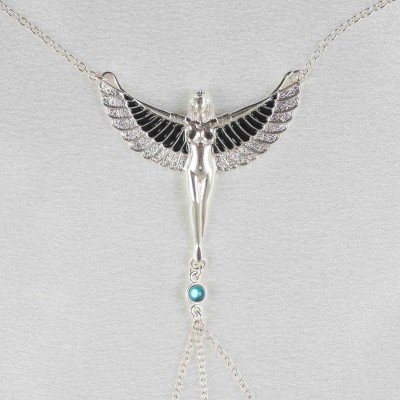 Luxor - Silver Breast and Nipple Necklace with Isis Charm