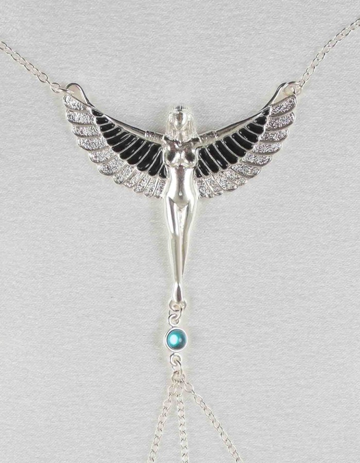 Luxor - Silver Breast and Nipple Necklace with Isis Charm