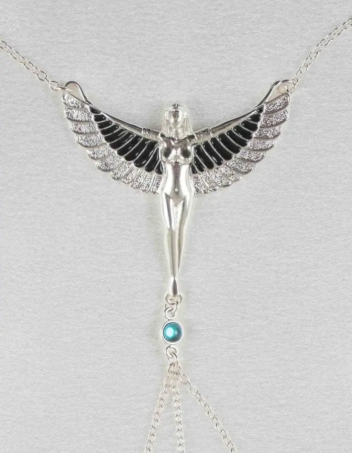 Luxor - Silver Breast and Nipple Necklace with Isis Charm