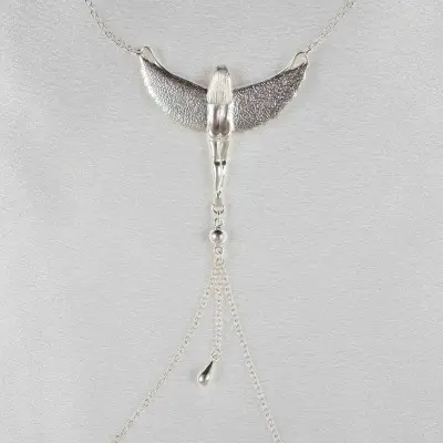 Luxor - Silver Breast and Nipple Necklace with Isis Charm