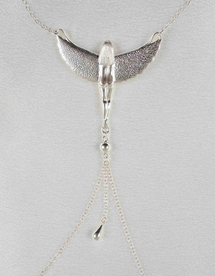 Luxor - Silver Breast and Nipple Necklace with Isis Charm