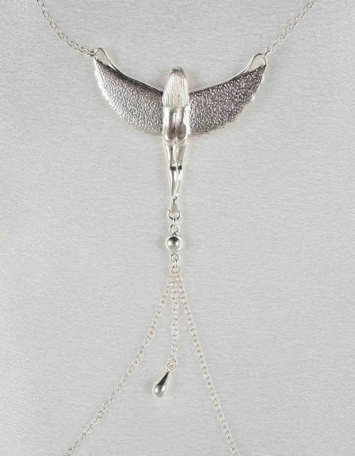 Luxor - Silver Breast and Nipple Necklace with Isis Charm