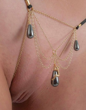 ME! - Women's G-String in Gold with Hematite Pearls