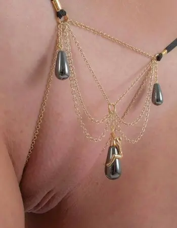 ME! - Women's G-String in Gold with Hematite Pearls