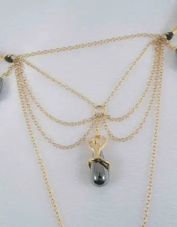 ME! - Women's G-String in Gold with Hematite Pearls