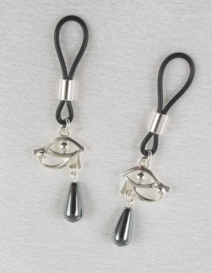 Maat - Silver Hieroglyphic Eye Non Piercing Nipple Jewelry