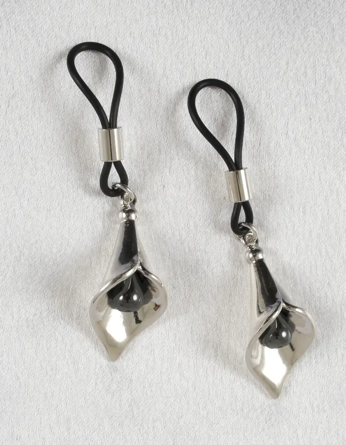 Madonna - Silver Nipple Jewelry with Lily Pendants