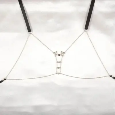 Marie Alexandrine - Open Cup Bra in Silver with Crest and Hematite Droplet