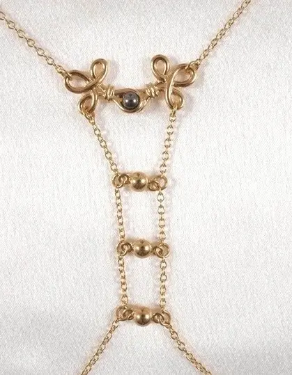 Mayerling - Open Cup Bra in Gold with Crest and Hematite Droplet