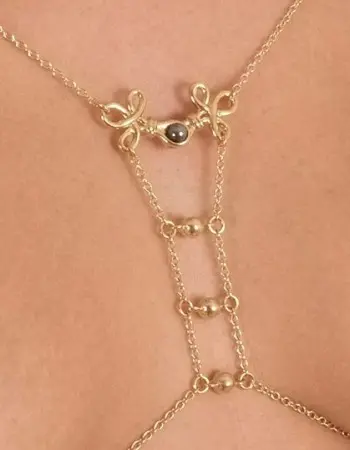 Mayerling - Open Cup Bra in Gold with Crest and Hematite Droplet